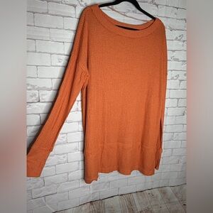 We The Free Free People Rust Waffle Knit Long Sleeve Top Boho Casual /oversize M
